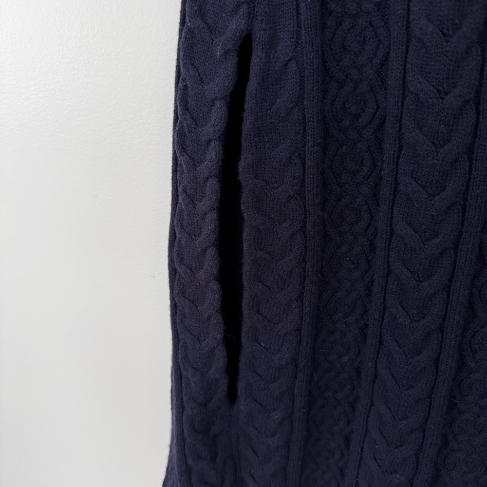 Talbots Blue Cable Knit Poncho‎ Cape Shawl Sleeve Sweater Cotton Small - Picture 3 of 9